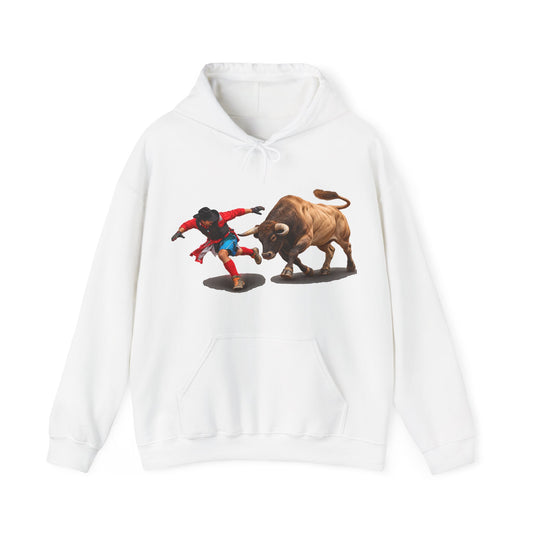 Hoodie — Cowboys - Bull Chasing Clown - Ground Shadow - without Text - 3D Transparent