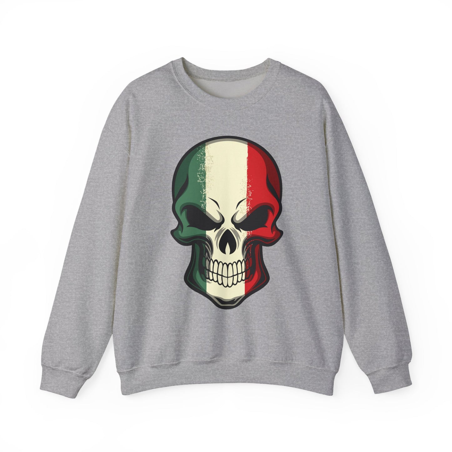 Crewneck Sweatshirt - Red White Green Skull