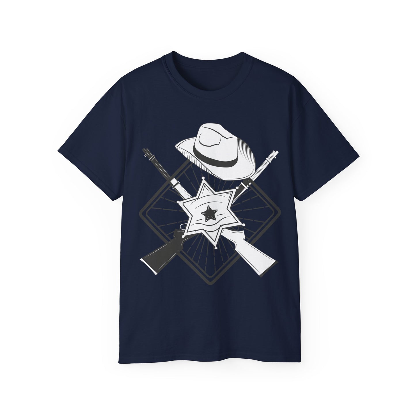 Unisex Ultra Cotton Tee - Vintage Cowboy w Rifles and Hat