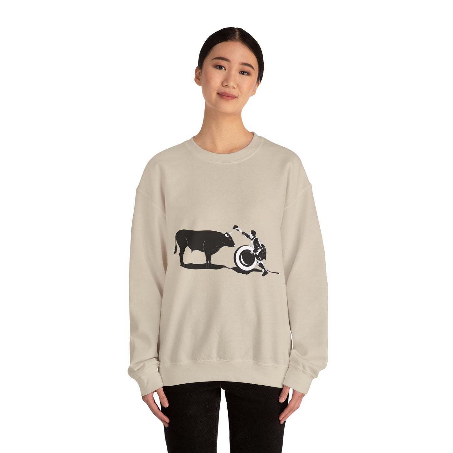 Crewneck Sweatshirt - Clown and Bull - BW