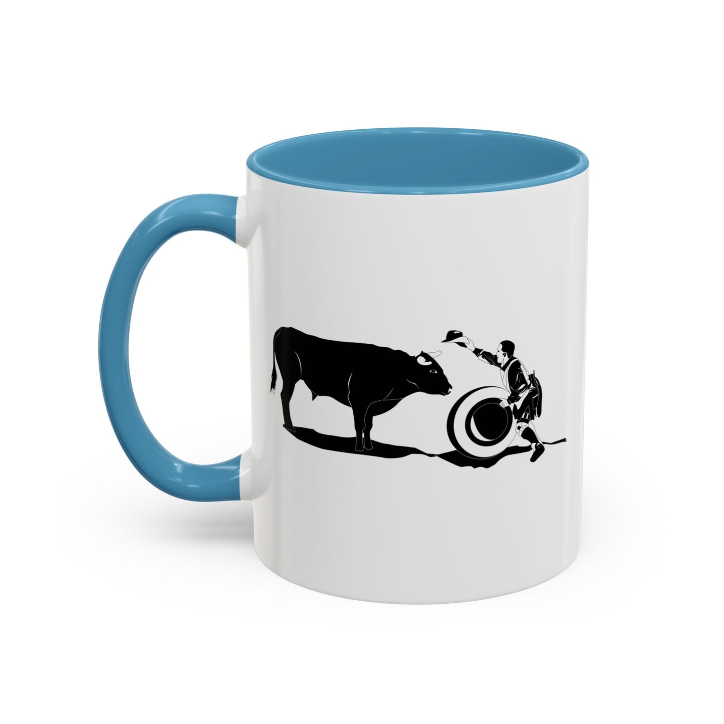 Accent Coffee Mug (11, 15oz) - Clown and Bull - BW