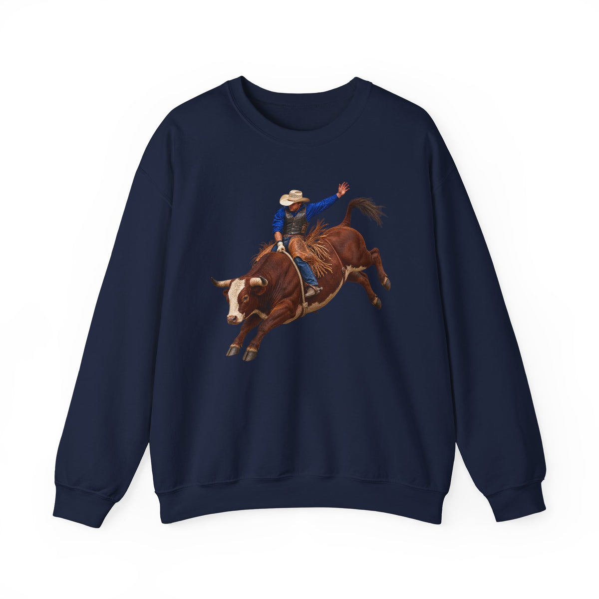 Crewneck Sweatshirt - Cowboys - Bull Rider - Mid Ride - without Text - 3D Transparent