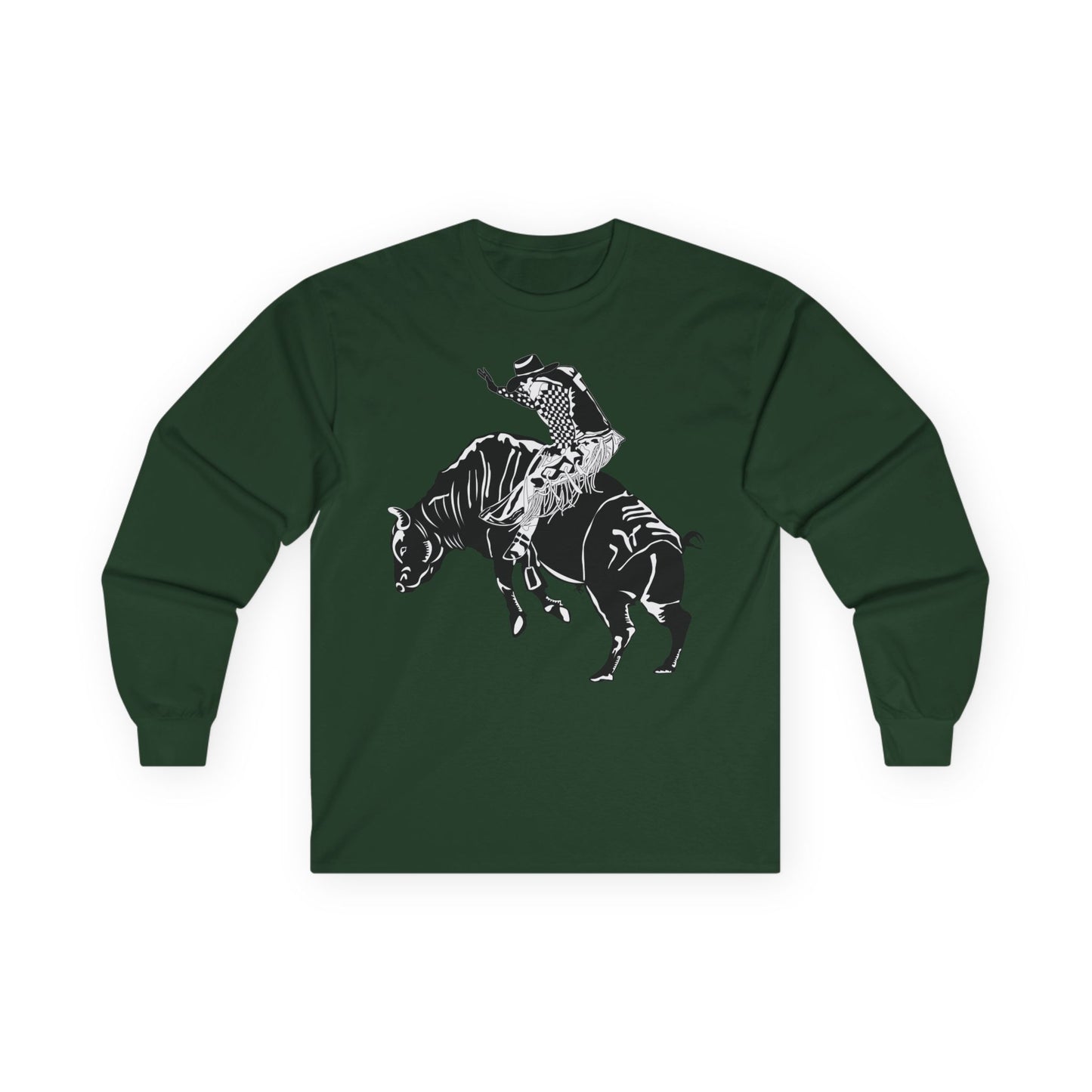Unisex Ultra Cotton Long Sleeve Tee - Cowboy - Bull Rider - BW