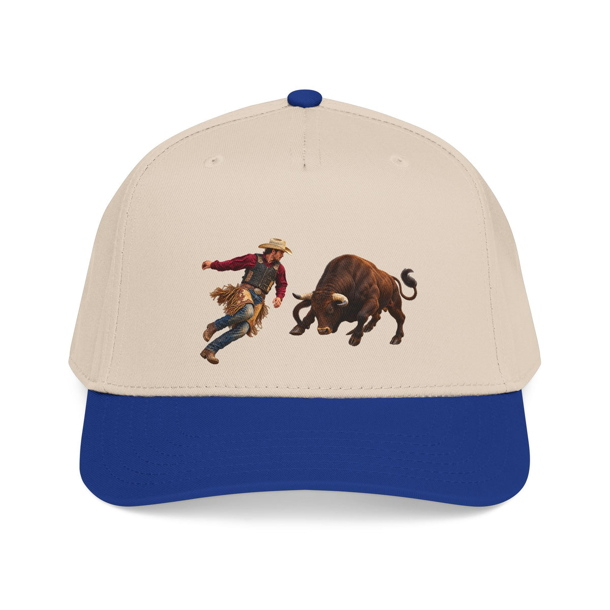 Mid Profile Baseball Cap — Cowboys - Cowboy and Bull - Color - 3D Transparent
