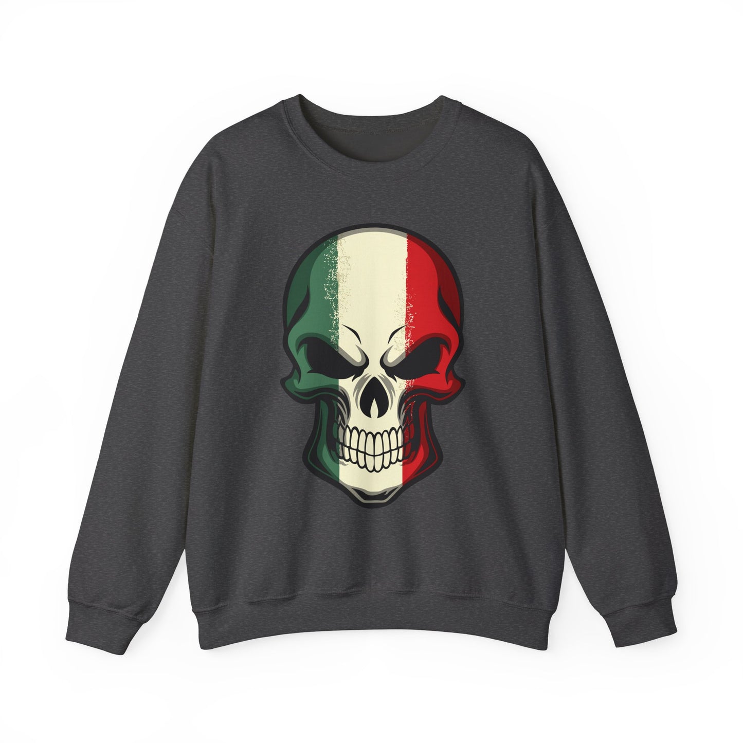 Crewneck Sweatshirt - Red White Green Skull