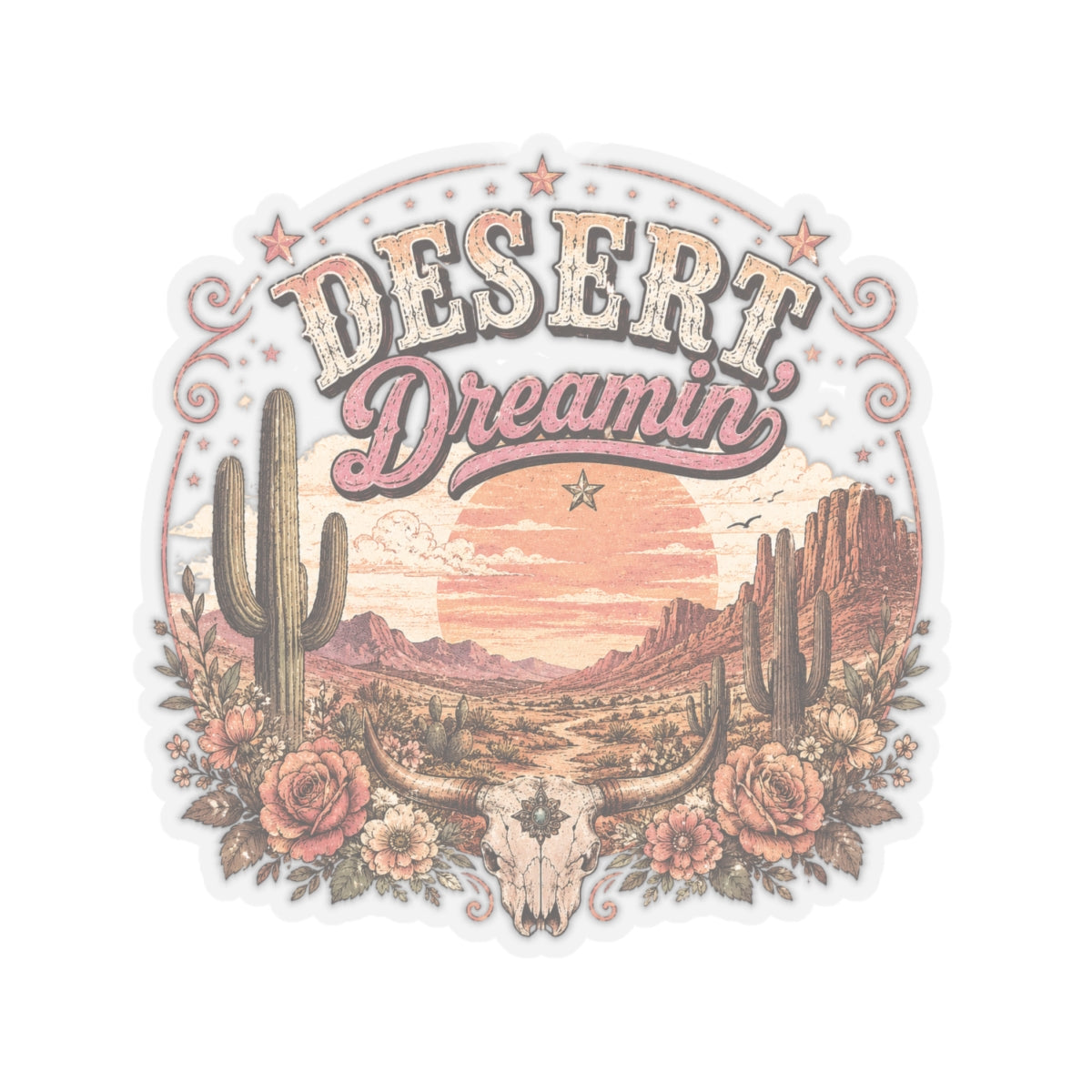 Kiss-Cut Sticker — Desert dreamin' in vintage hues