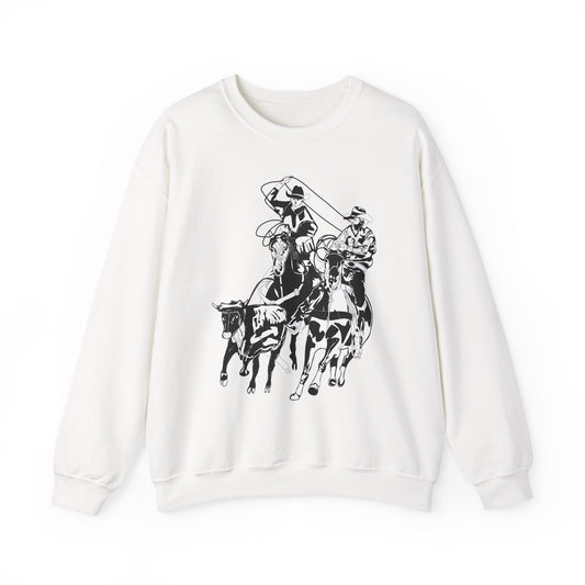Crewneck Sweatshirt - California Rodeo - Salinas Team Roping - BW