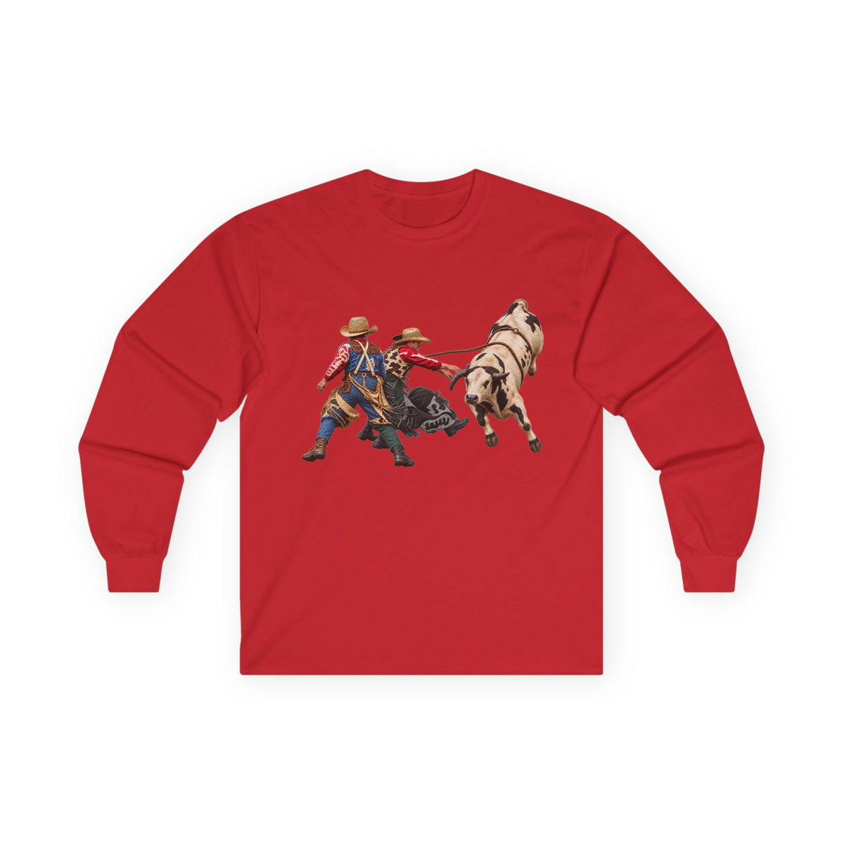 Unisex Ultra Cotton Long Sleeve Tee - Cowboys - Clowns and Bull - without Text - 3D Transparent