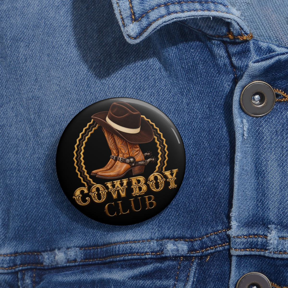 Custom Pin Buttons - Cowboys - Cowboy Club - Color - 3D Transparent