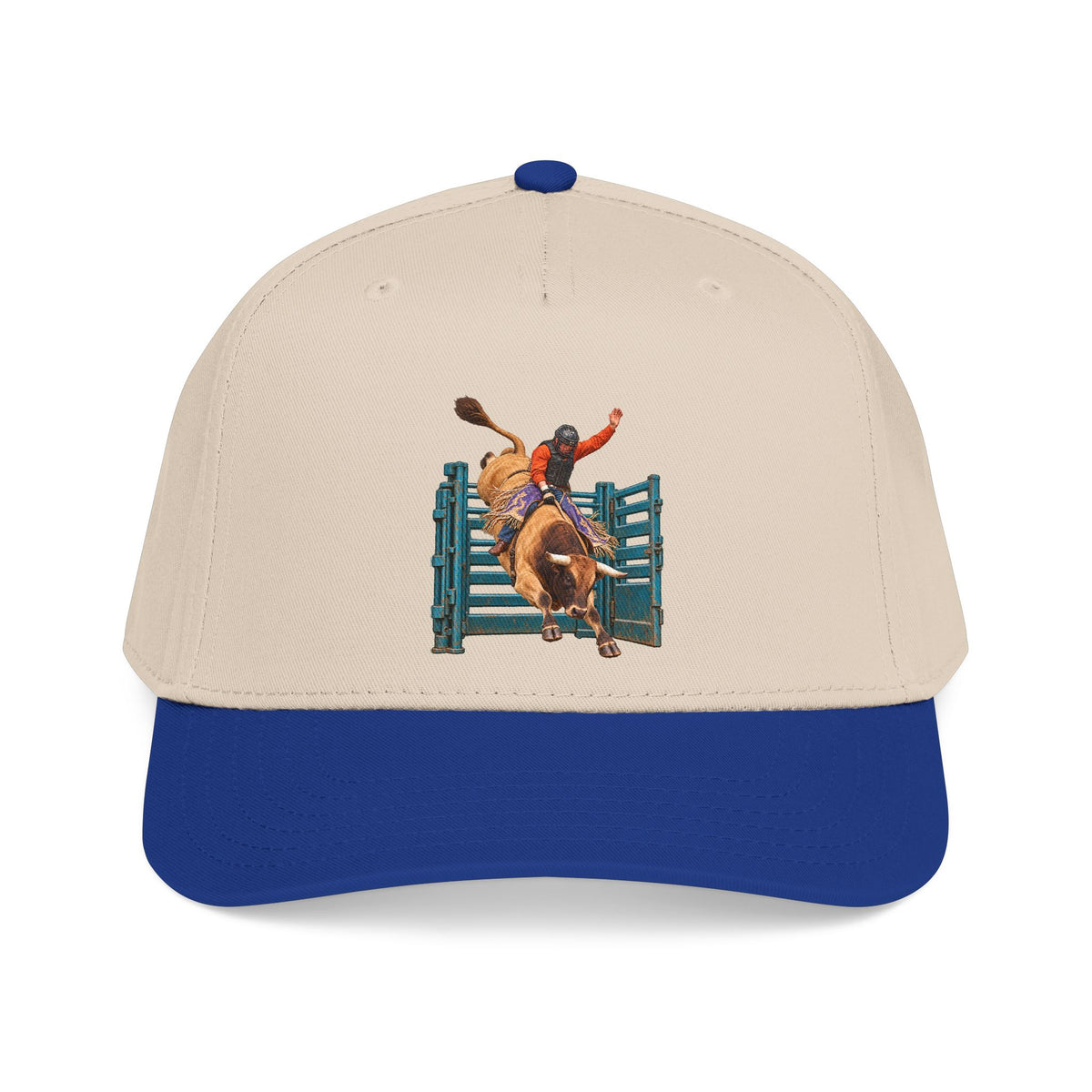 Mid Profile Baseball Cap — Cowboys - Bull Rider - Out of the Chute - without Text - 3D Transparent