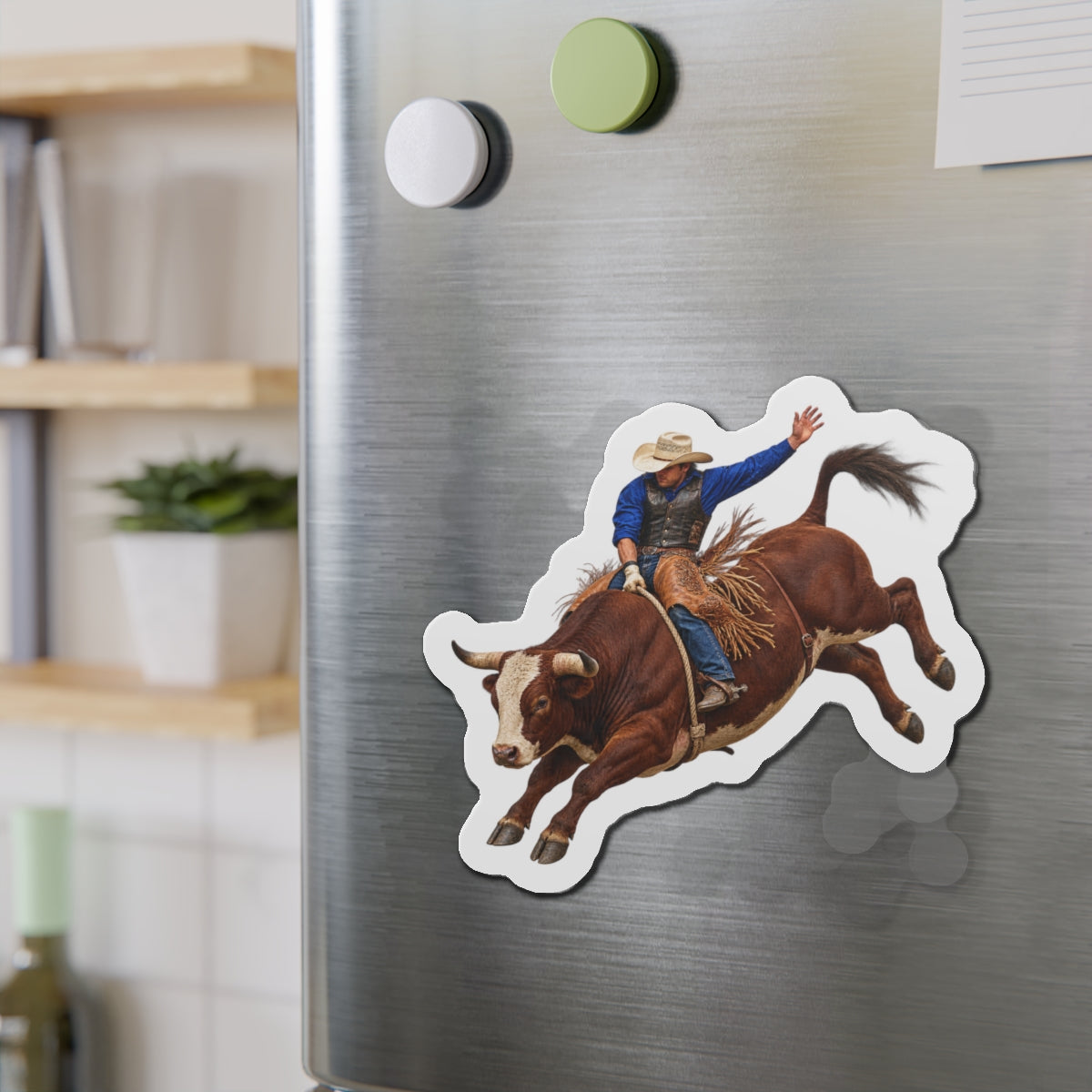 Die-Cut Magnets — Cowboys - Bull Rider - Oblique - without Text - 3D Transparent
