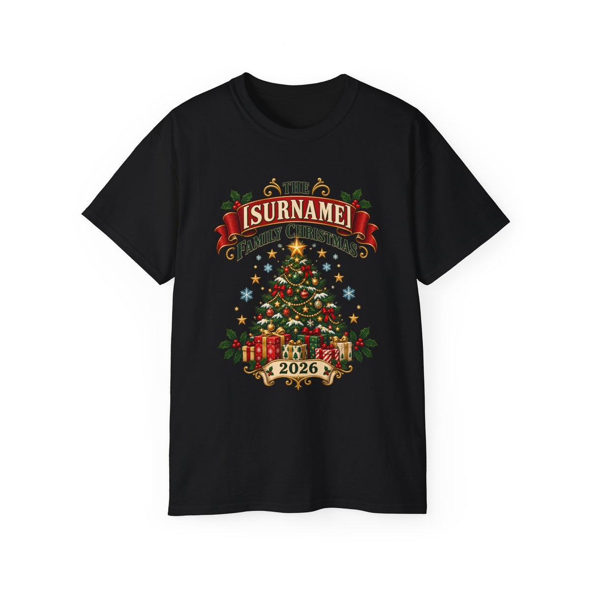 Unisex Ultra Cotton Tee - Vintage Family Christmas Tree - Free Customization
