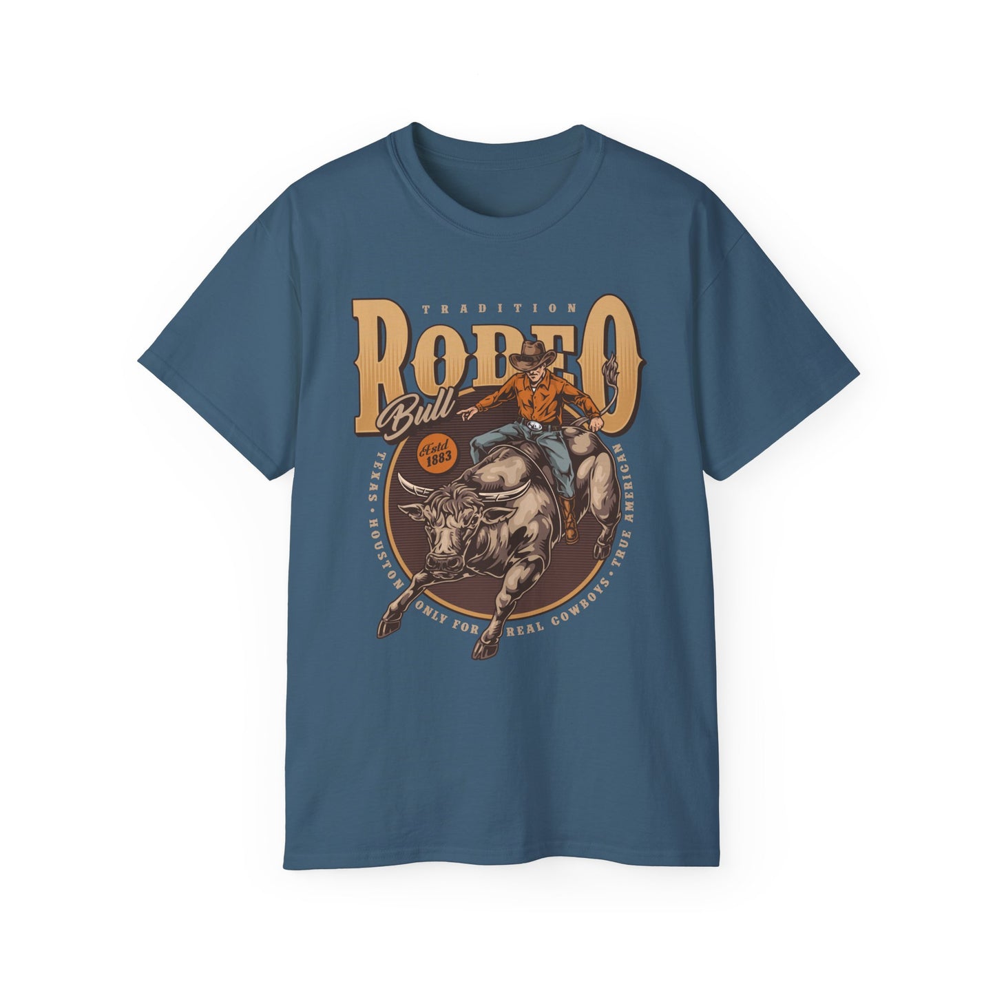 Western Rodeo Cowboy Tee - Fun Casual Shirt for Rodeo Fans, Gift for Country Lovers, Festival Outfit, Everyday Wear, Rodeo Apparel - Tradition Rodeo Bull - Real Cowboys