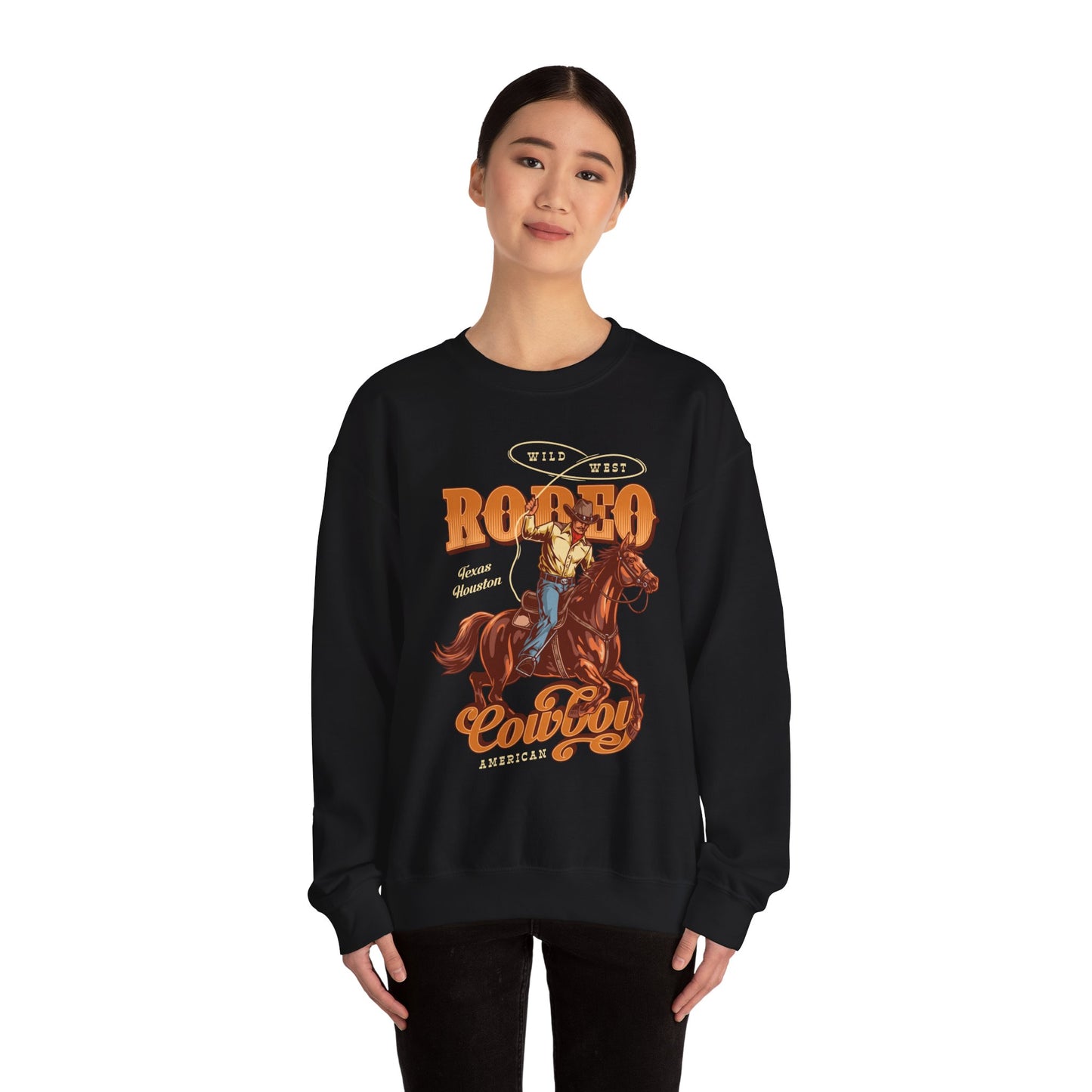 Crewneck Sweatshirt - Wild West - Houston, Texas - American Rodeo Cowboy