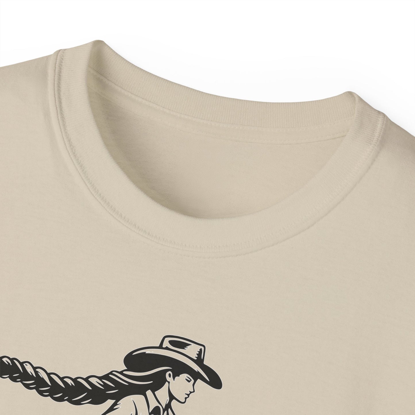 Unisex Ultra Cotton Tee - Cowgirl Riding Horse - Windblown
