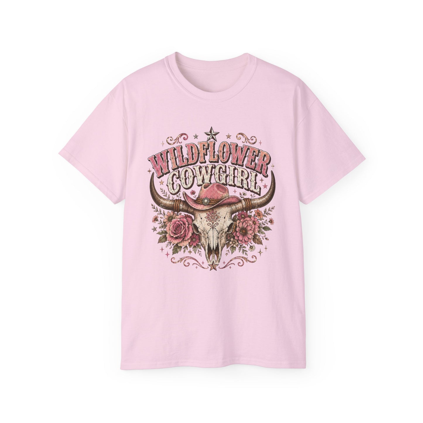 T-Shirt - Wildflower cowgirl with rustic charm