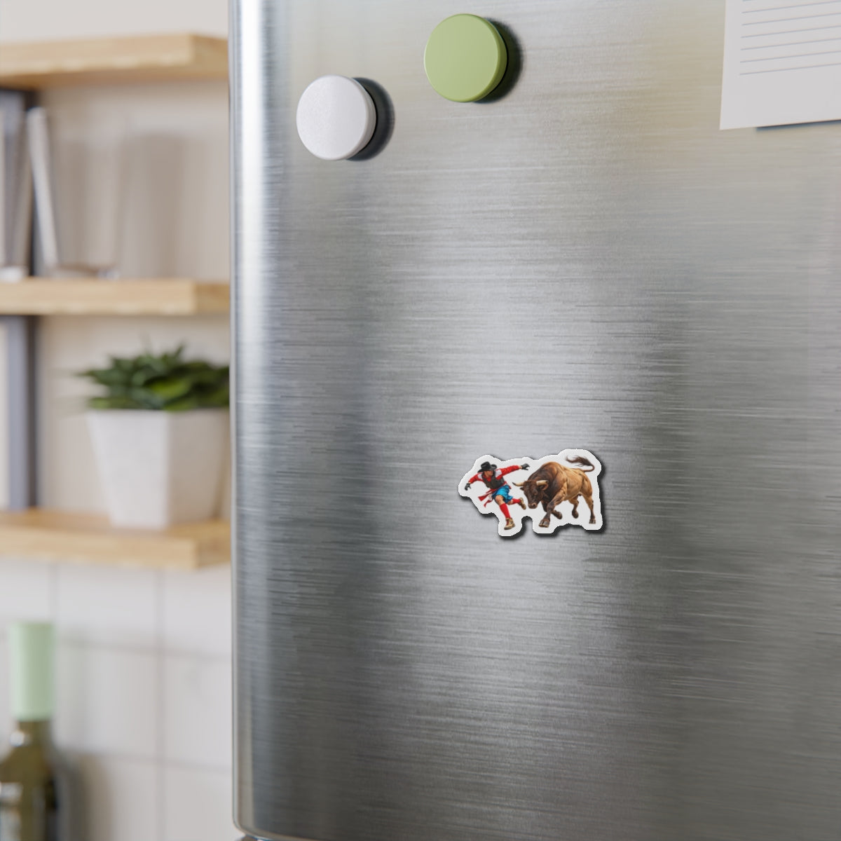 Die-Cut Magnets — Cowboys - Bull Chasing Clown - without Text - 3D Transparent