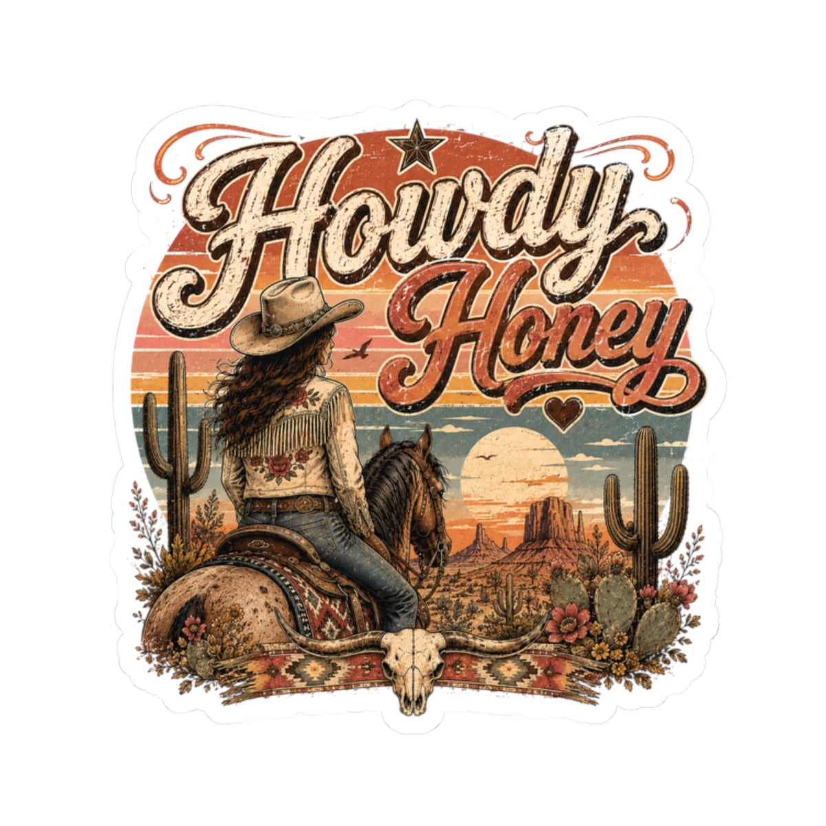 Kiss-Cut Sticker — Howdy Honey in the desert
