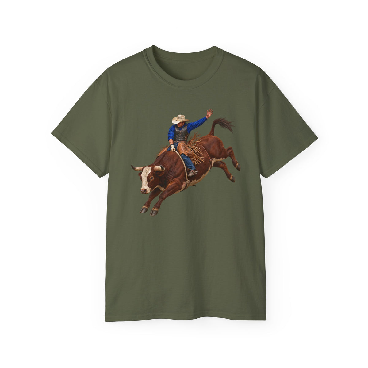 Unisex Ultra Cotton Tee - Cowboys - Bull Rider - Mid Ride - without Text - 3D Transparent