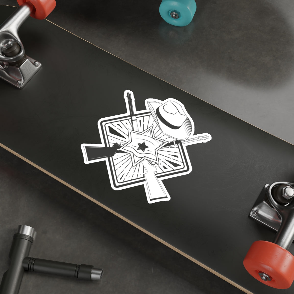 Die-cut stickers - Vintage Cowboy w Rifles and Hat