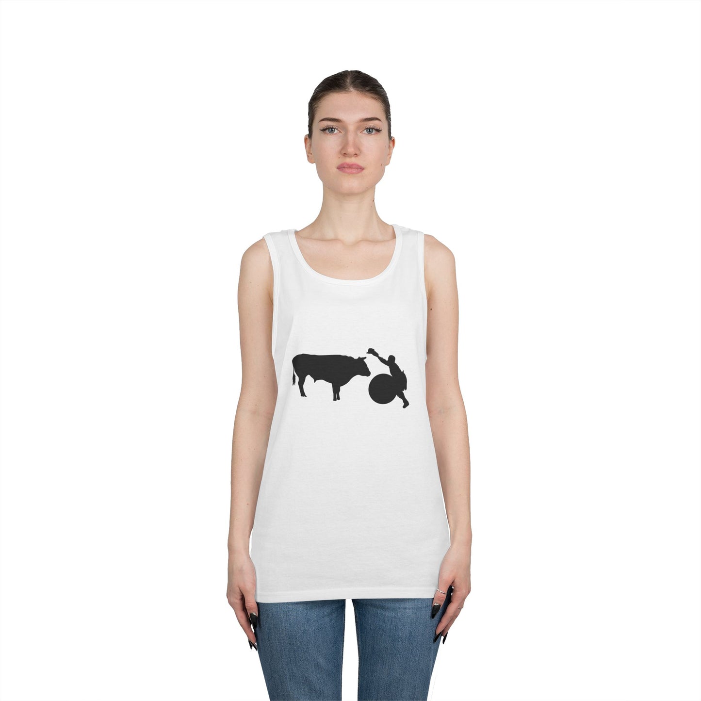 Unisex Heavy Cotton Tank Top - Clown and Bull - Silhouette - V2
