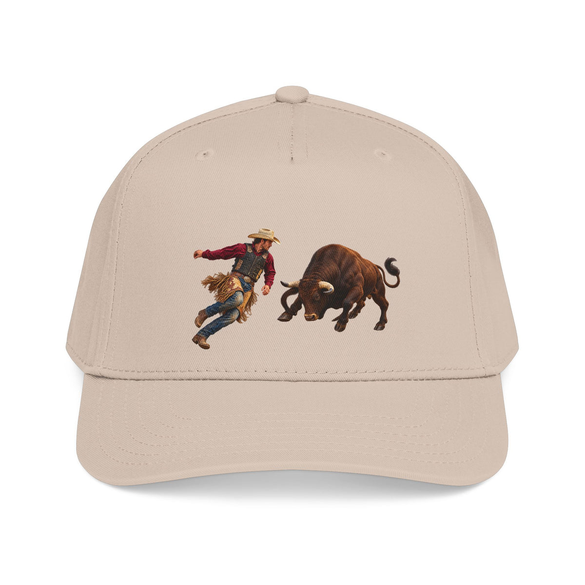 Mid Profile Baseball Cap — Cowboys - Cowboy and Bull - Color - 3D Transparent