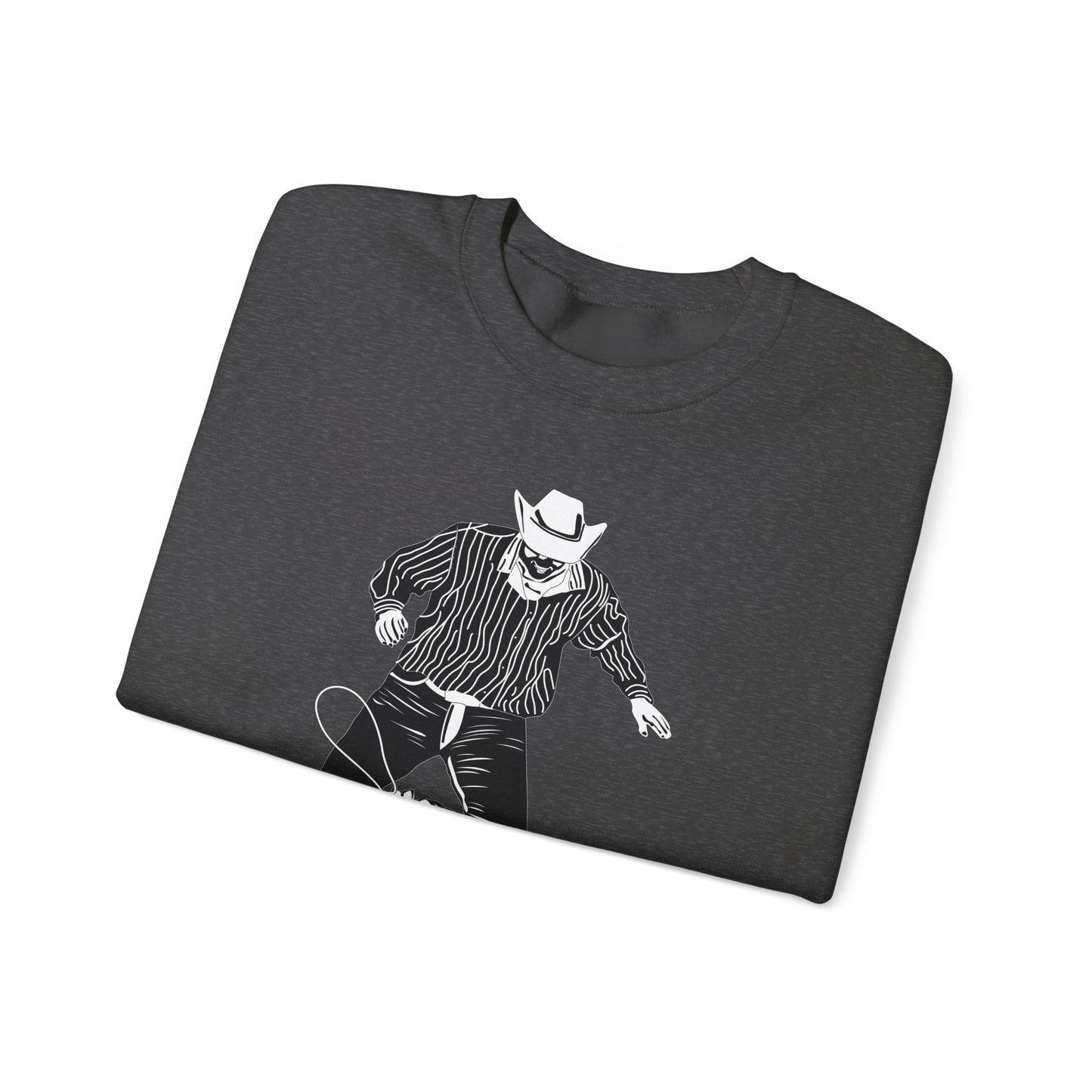 Crewneck Sweatshirt - Calf Roping - BW
