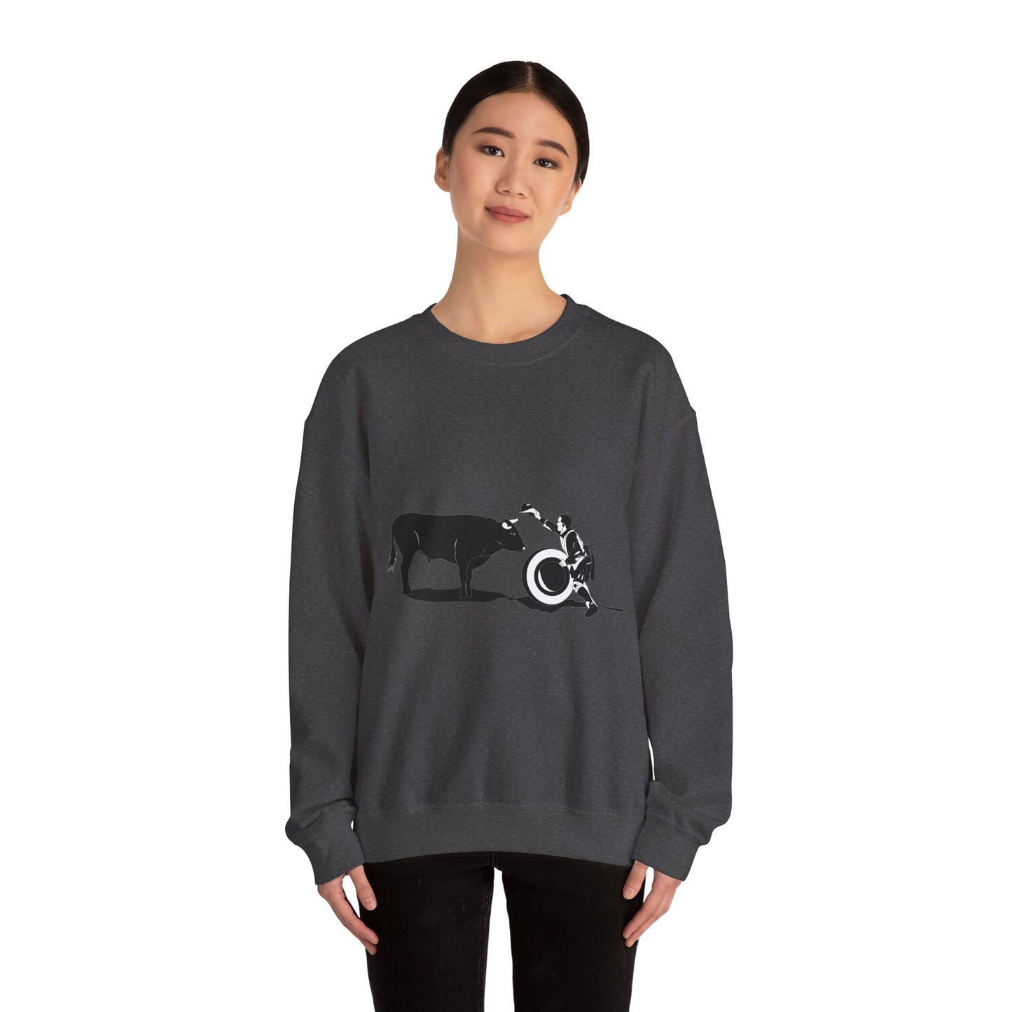 Crewneck Sweatshirt - Clown and Bull - BW