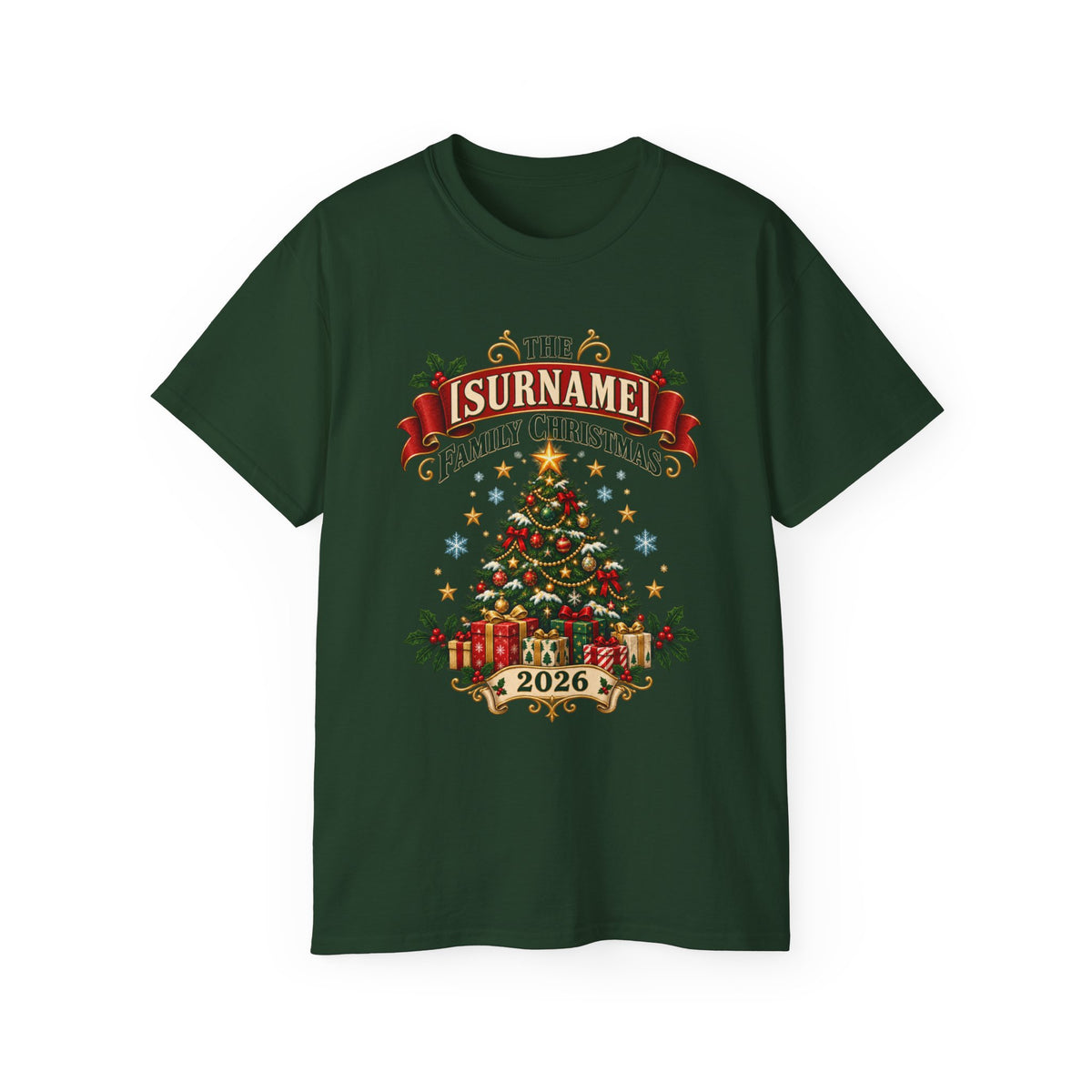 Unisex Ultra Cotton Tee - Vintage Family Christmas Tree - Free Customization