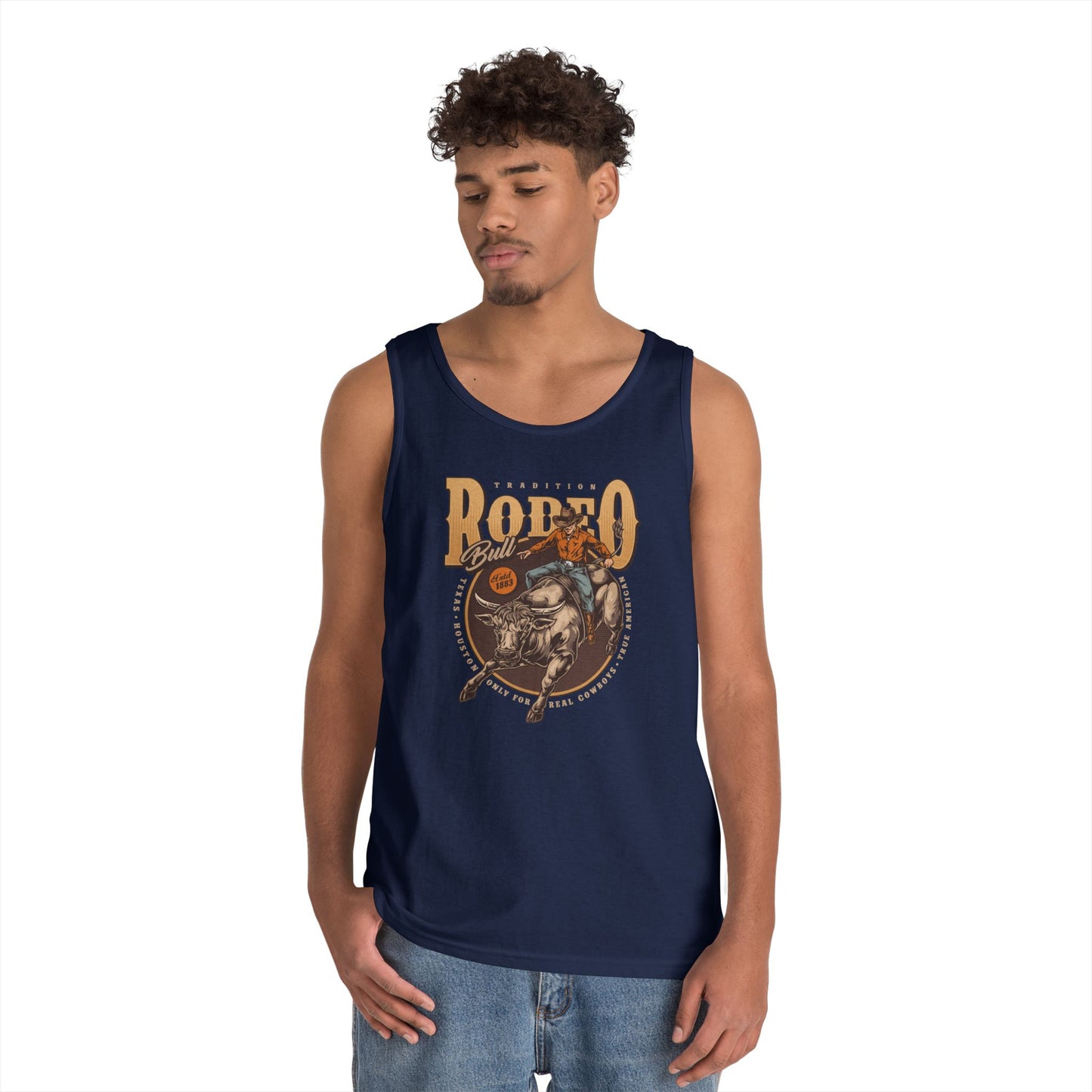 Unisex Heavy Cotton Tank Top - Tradition Rodeo Bull - Real Cowboys