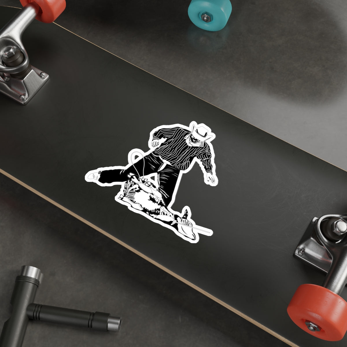 Die-cut stickers - Calf Roping - BW