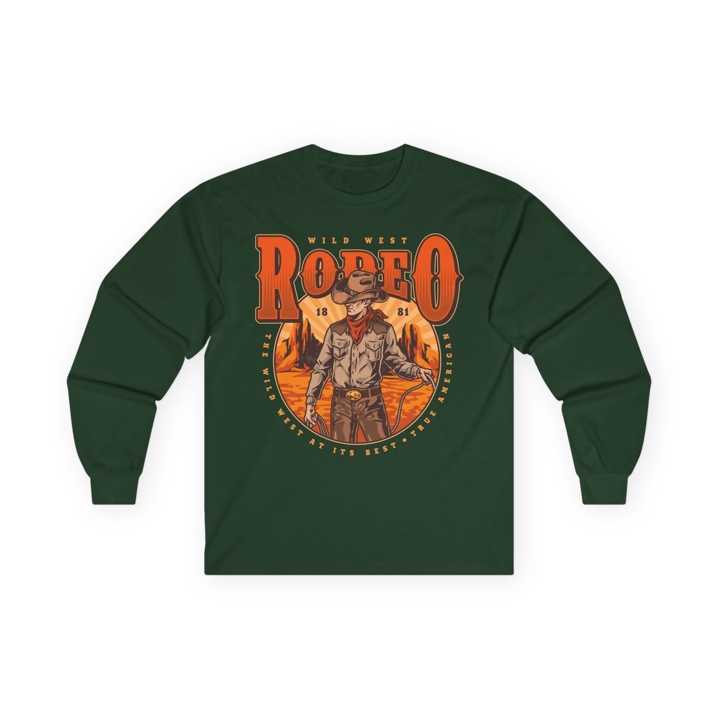 Unisex Ultra Cotton Long Sleeve Tee - Wild West Rodeo - True American - The Wild West At Its Best