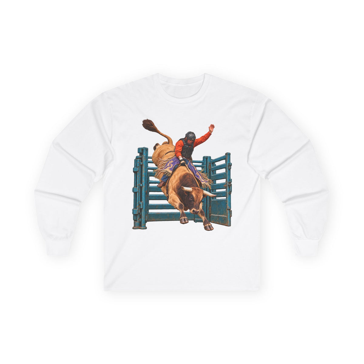 Unisex Ultra Cotton Long Sleeve Tee - Cowboys - Bull Rider - Out of the Chute - without Text - 3D Transparent
