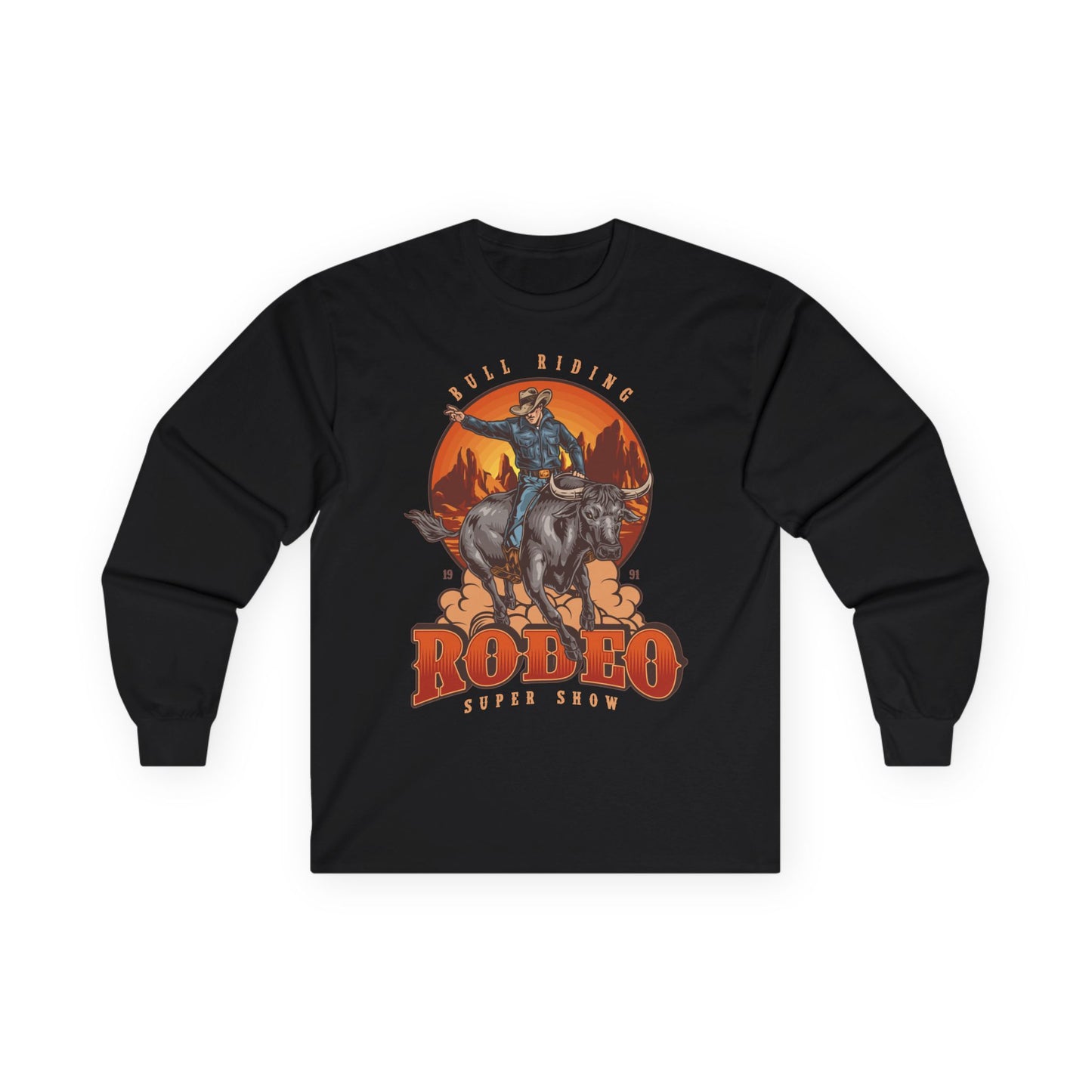 Unisex Ultra Cotton Long Sleeve Tee - Bull Riding - Rodeo Super Show
