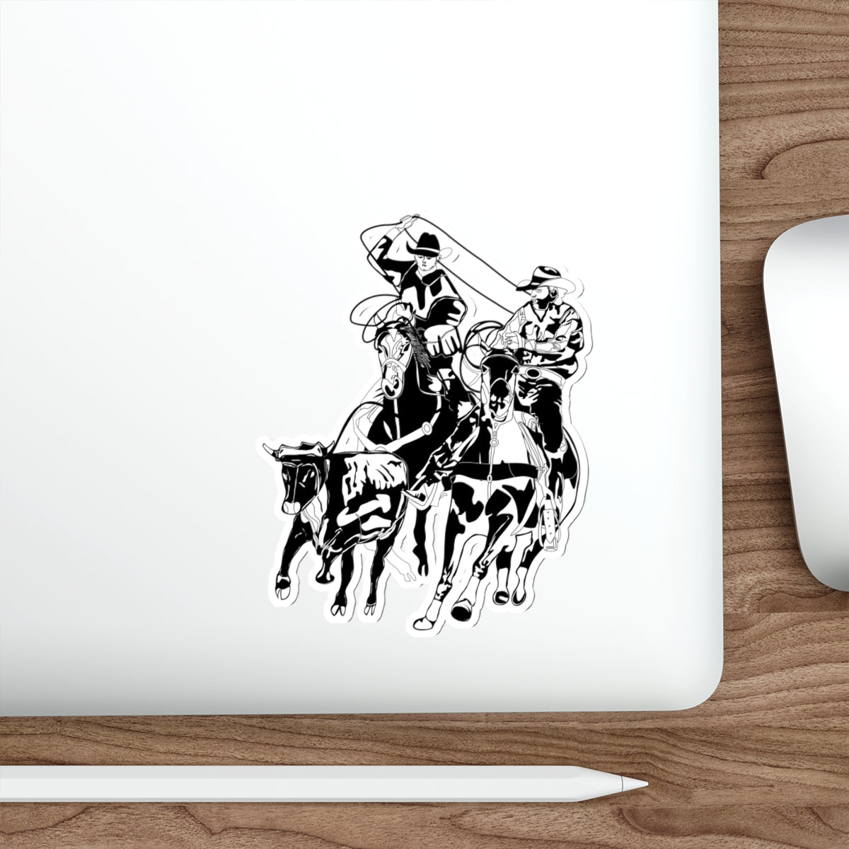 Die-cut stickers - California Rodeo - Salinas Team Roping - BW