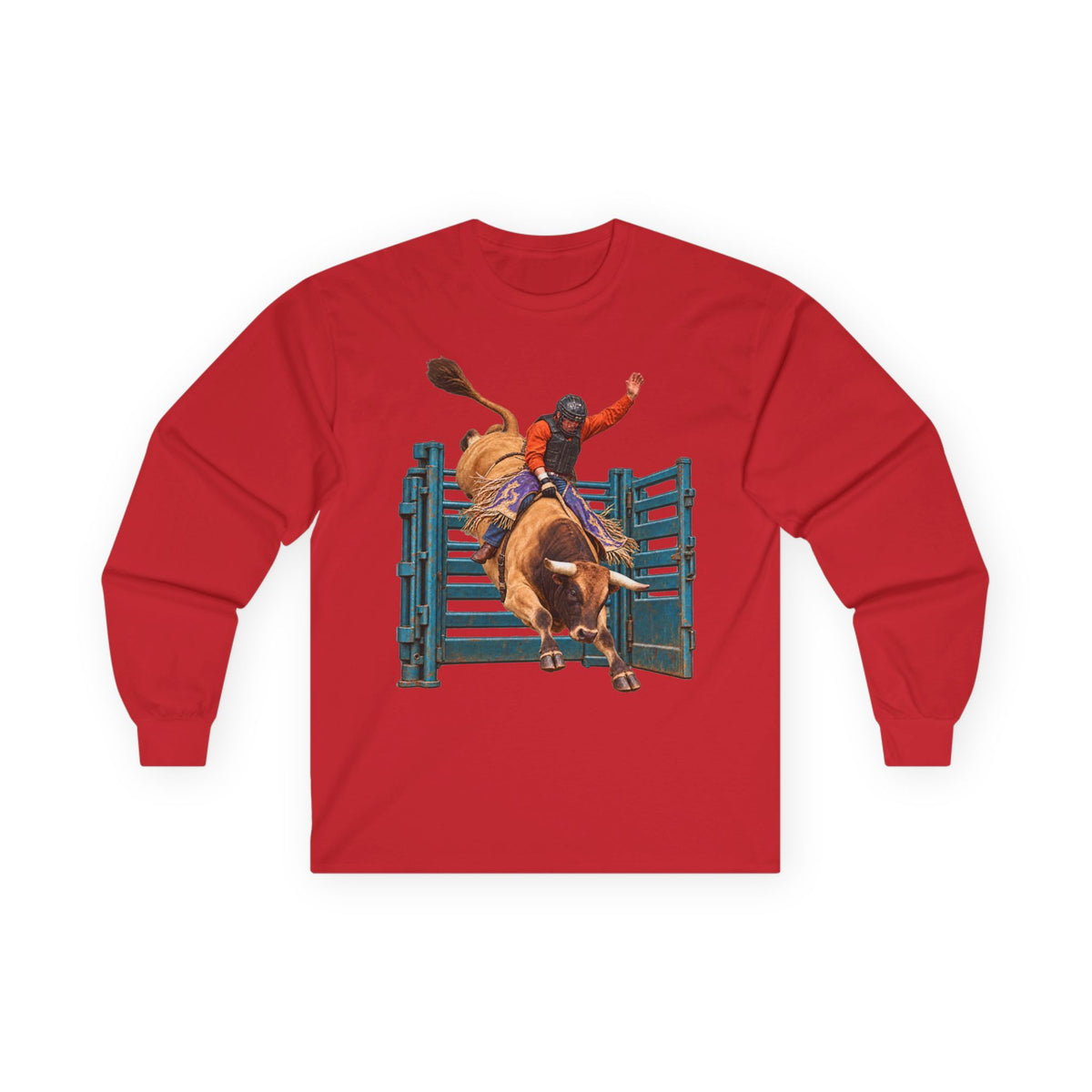 Unisex Ultra Cotton Long Sleeve Tee - Cowboys - Bull Rider - Out of the Chute - without Text - 3D Transparent