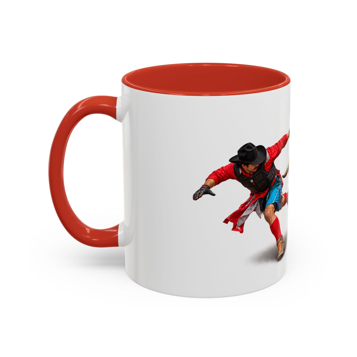 Accent Coffee Mug (11, 15oz) - Rodeo - Bull and Clown - 3D