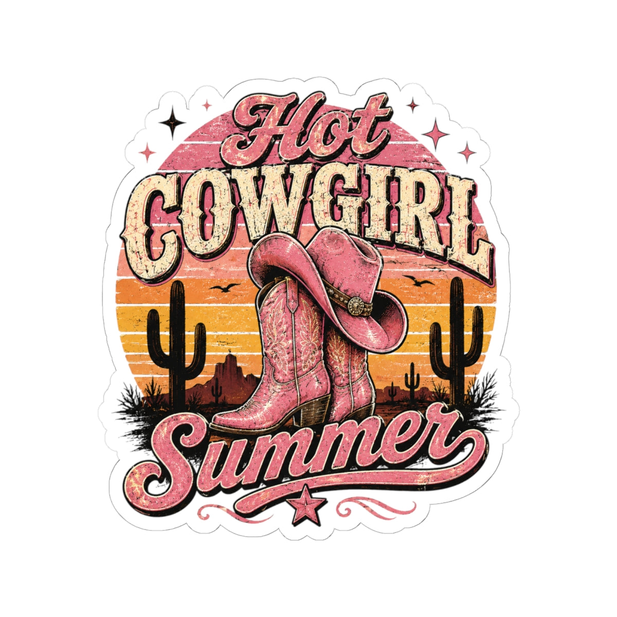 Kiss-Cut Sticker — Hot Cowgirl Summer