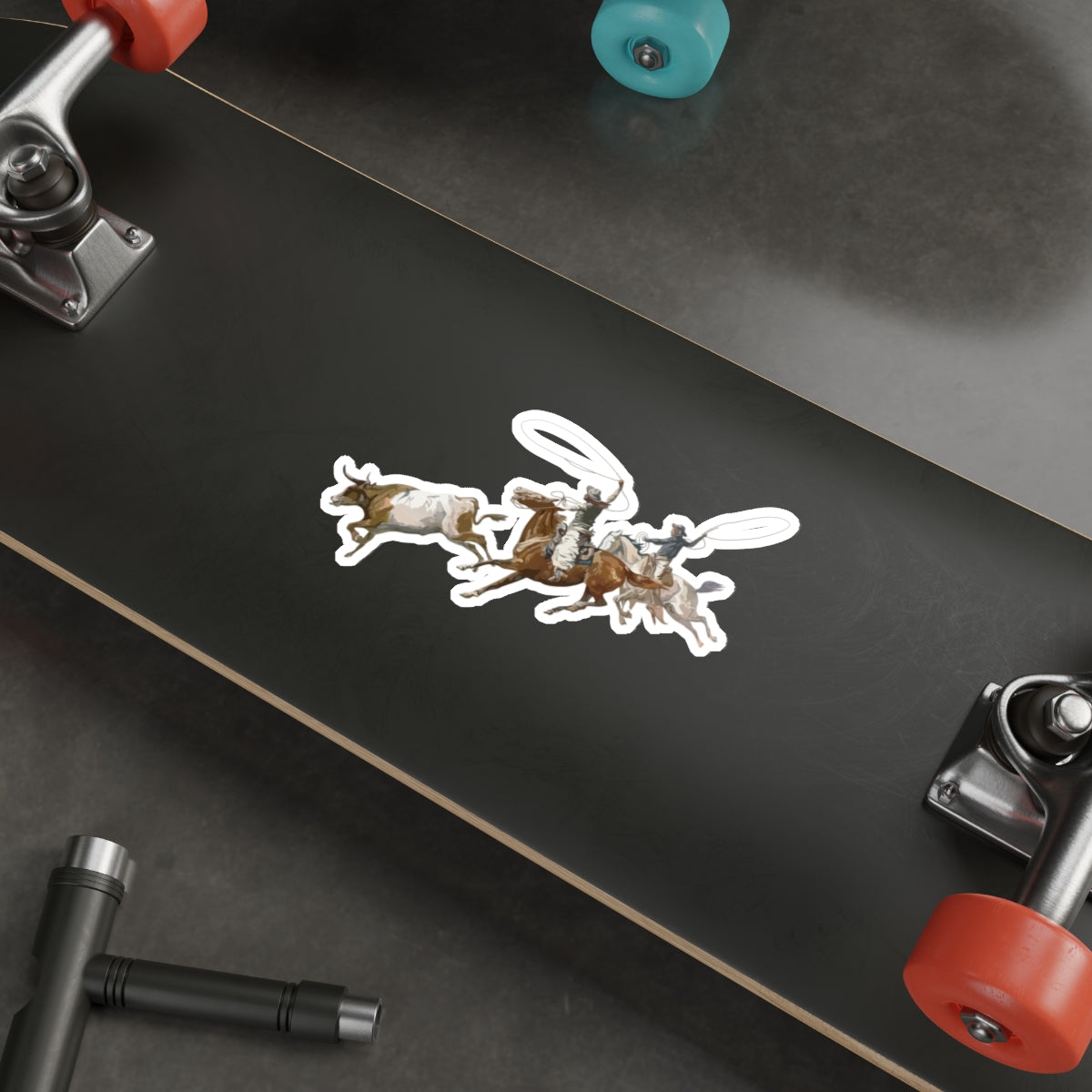 Die-cut stickers - 2 Cowboys Roping 1 Longhorn X 300