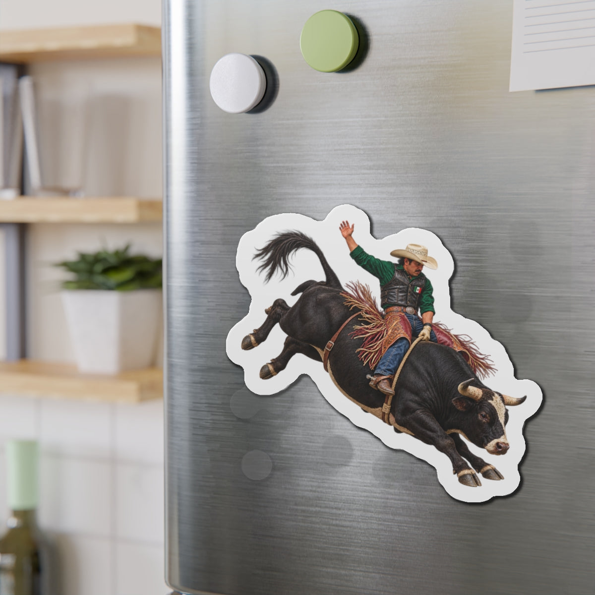 Die-Cut Magnets — Cowboys - Bull Rider - Latino - without Text - 3D Transparent