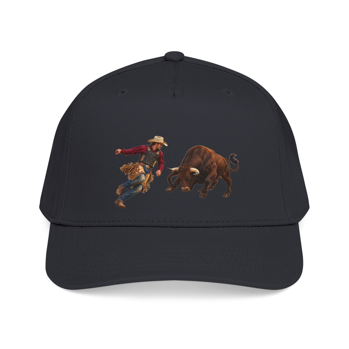 Mid Profile Baseball Cap — Cowboys - Cowboy and Bull - Color - 3D Transparent