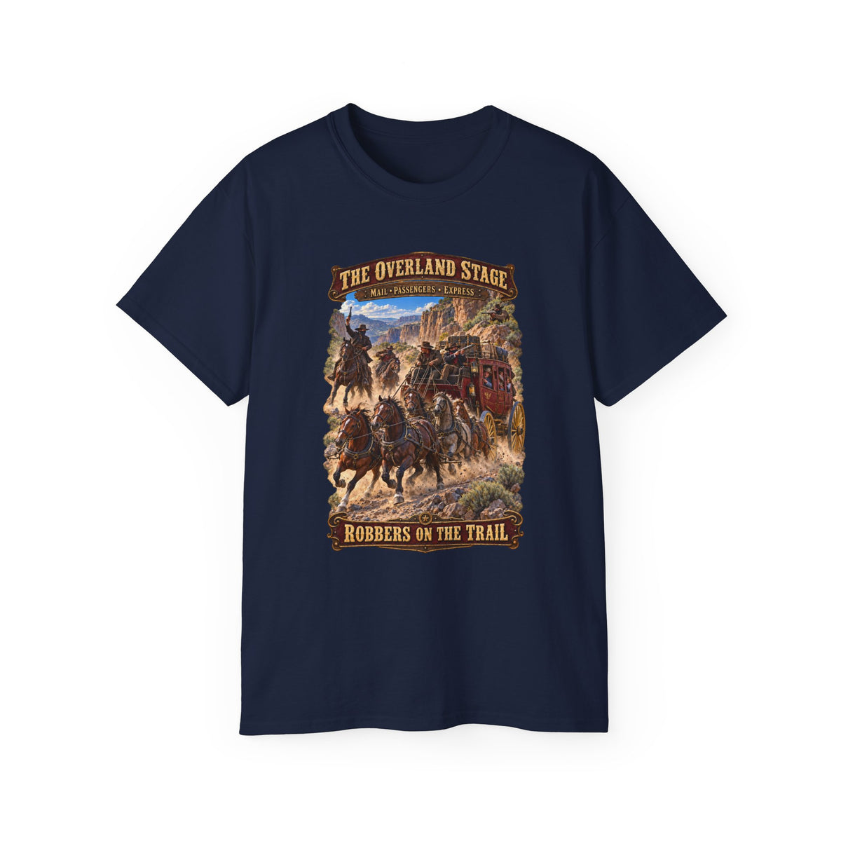 Unisex Ultra Cotton Tee - Overland Stage - Robbers on the Trail - 3D - Enhanced