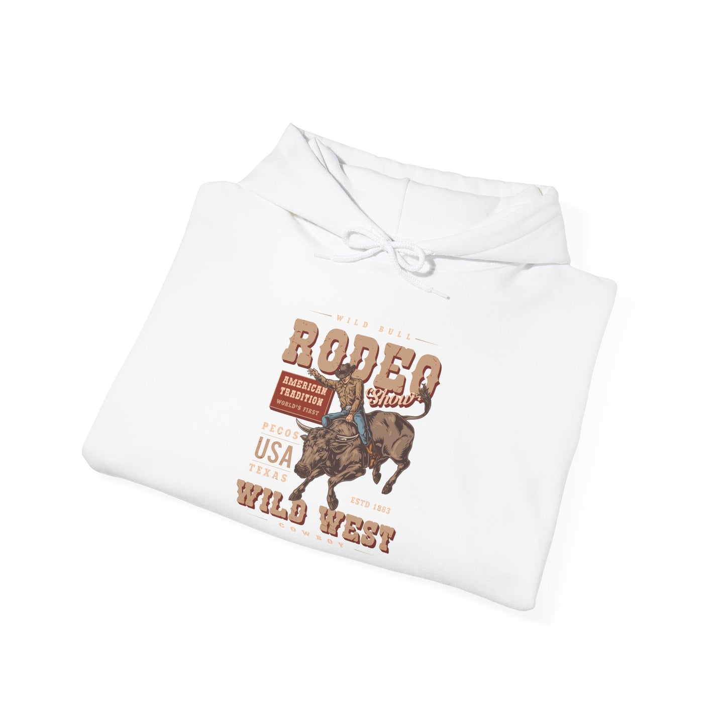 Unisex Hoodie - American Tradition Wild Bull Rodeo Show - Wild West Cowboy, Texas