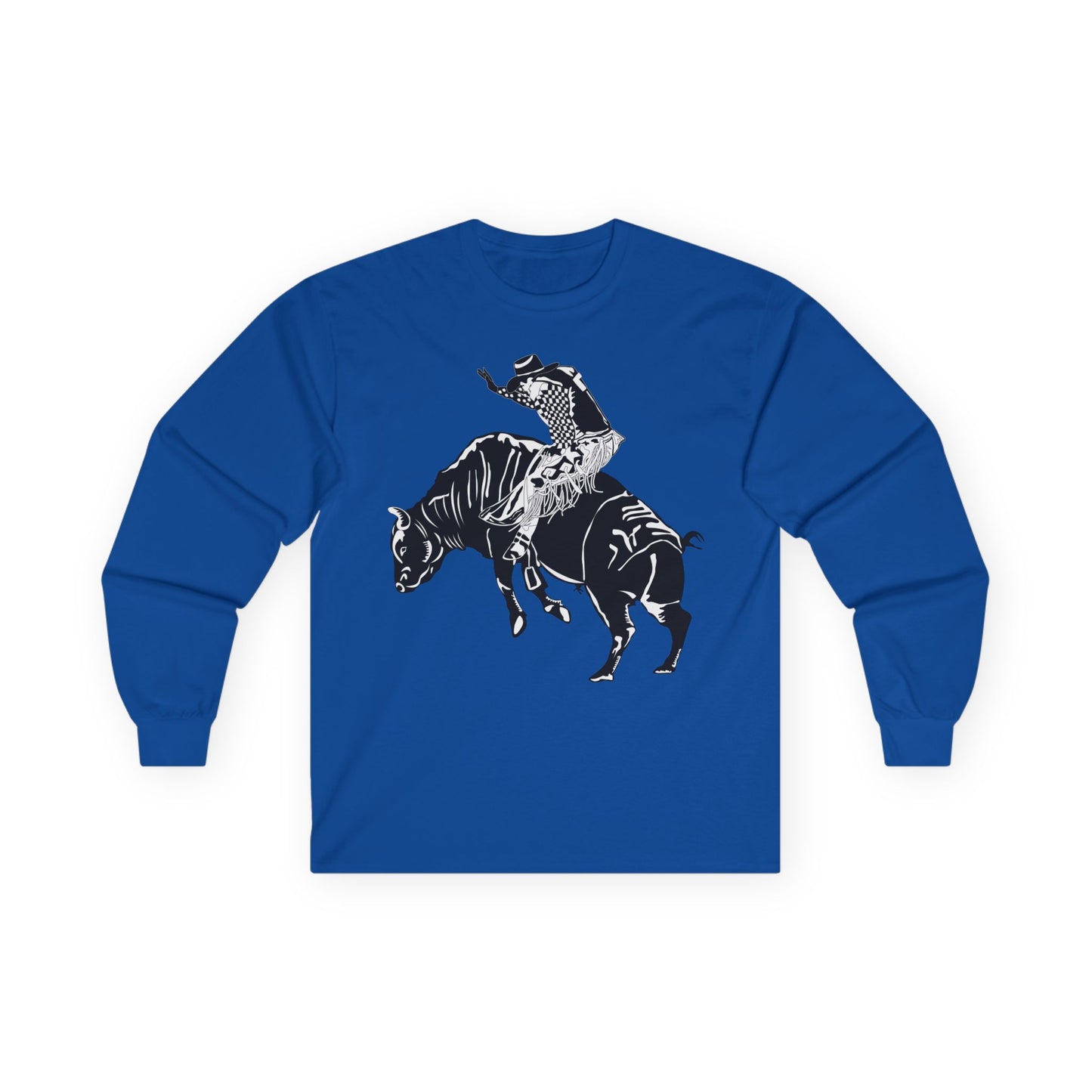 Unisex Ultra Cotton Long Sleeve Tee - Cowboy - Bull Rider - BW