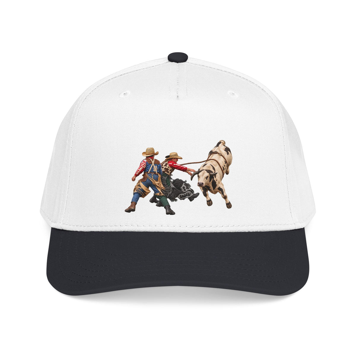 Mid Profile Baseball Cap — Cowboys - Clowns and Bull - without Text - 3D Transparent