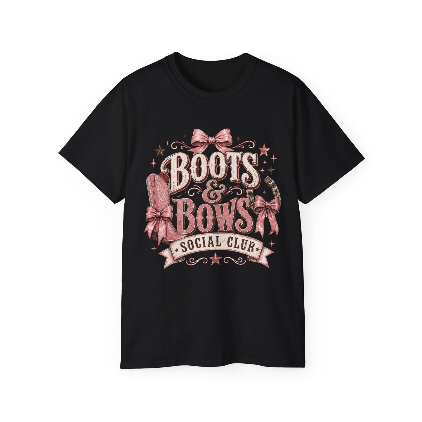 T-Shirt - Cowgirl boots and bows badge
