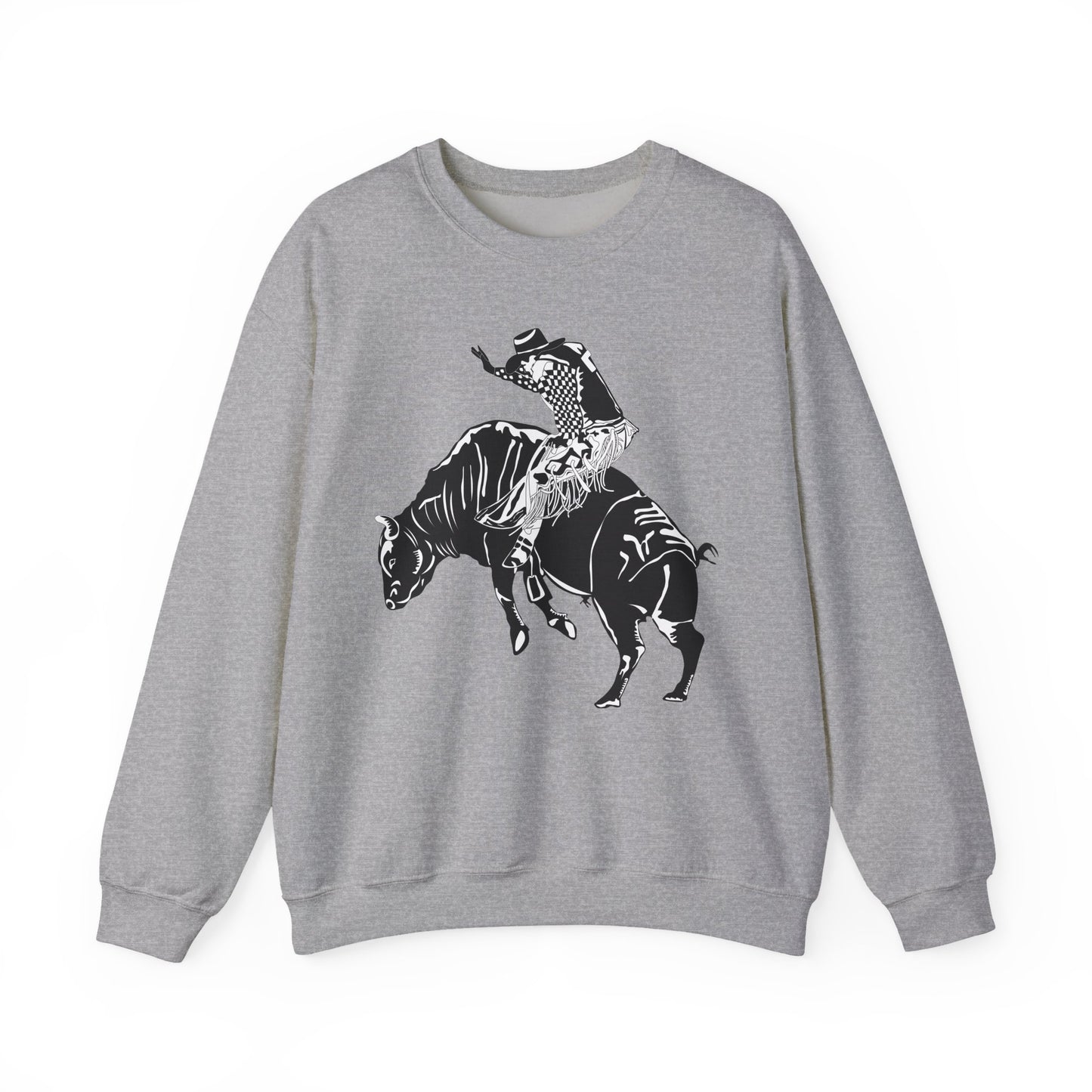 Crewneck Sweatshirt - Cowboy - Bull Rider - BW