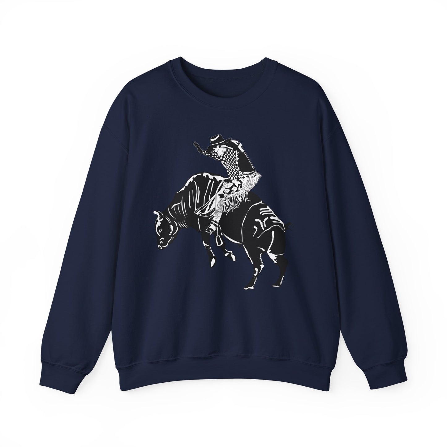 Crewneck Sweatshirt - Cowboy - Bull Rider - BW