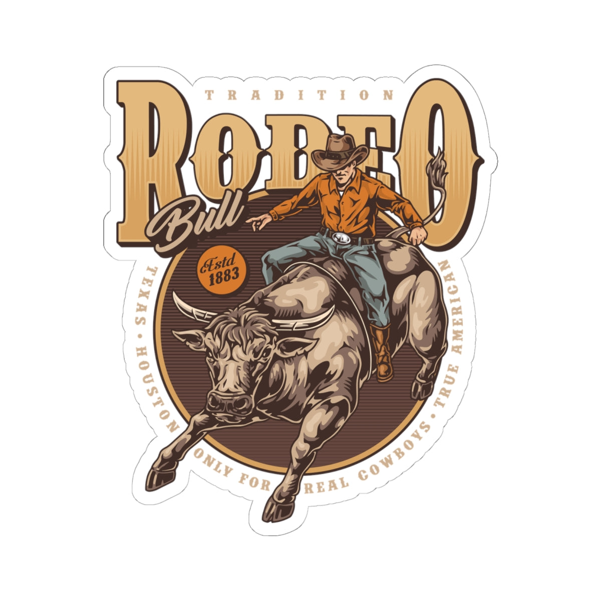 Kiss-Cut Stickers - Tradition Rodeo Bull - Real Cowboys