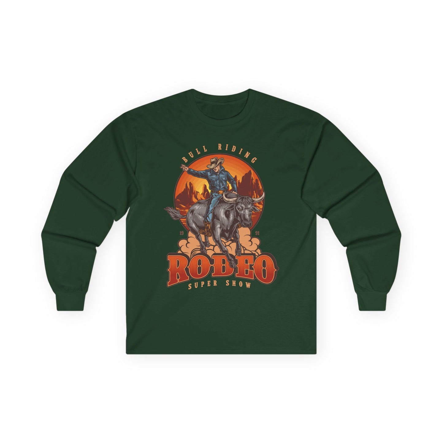 Unisex Ultra Cotton Long Sleeve Tee - Bull Riding - Rodeo Super Show